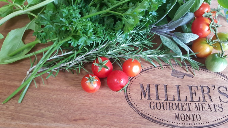 Miller's Meats - Herbs and Logo