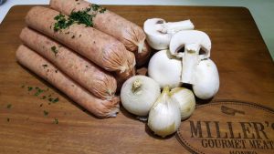 Roasted Garlic and Sauted Mushroom Beef sausages Winner Sausage Comp